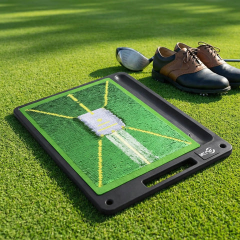 Indoor Outdoor Golf Practice Mat Top Notch Swing Training Analyzing Swing Path And Ball Impact Replaceable Mats on Lawn