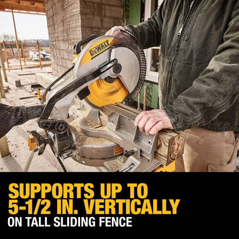 12 Inch Single Bevel Compound Miter Saw With 15 Amp Motor And Beefy Cutting Power, Precise Miter System, 14 Positive Stops, Stainless Steel Detent Plate, Tall Sliding Fence, Clears 5-1/2 Inch Base, Bevels From 0 To 48 Degrees Left