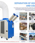 Heavy Duty Portable Air Conditioner 18700 BTU Rock Solid Spot Cooler with dual air outlets for targeted cooling in workshops.