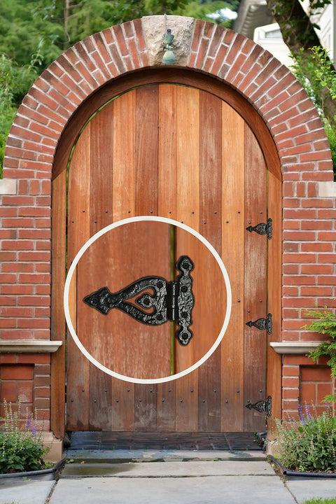Heavy Duty Gate Hinge Set For Wooden Fences And Sheds Cast Iron Outdoor Hinges on wooden gate