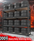 40 Inch Wide Heavy Duty Garage Shelving System With Rolled Edge Columns For Basement Pantry Storage And Workshop Organization Multipurpose Metal Shelves Sturdy Industrial Shelving Racks For Home And Office Use, black metal tire rack