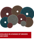 Pro Grade Surface Conditioning Disc For Metal Sanding And Prep, Hook And Loop Attachment, 4.5 Inch Diam, various sizes shown
