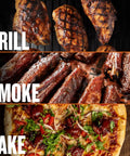 Grilled chicken, smoked ribs, and baked pizza on Woodridge Pro Electric Wood Pellet Grill And Smoker For Backyard Grillin.