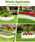 DIY White Garden Edging Borders Kit Ten Pieces Interlocking Plastic Edging Eleven Point Eight Inch Tall in flower beds