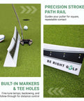 Putting Plane Rail 24 Inch Putting Stroke Trainer For Indoor And Outdoor Practice on green surface with golf putter and ball.