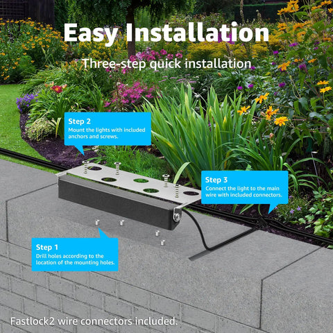 7 Inch Hardscape Led Wall Lights, 5W Outdoor Step And Retaining Wall Lighting, installation guide with connectors