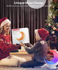 Mother and child exchanging Rechargeable Dimmable Moon Lamp With Bluetooth App Control And RGB Color Changing Light For Kids
