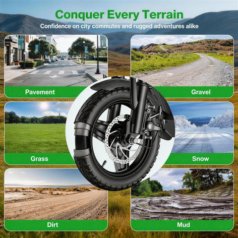 All Terrain Electric Scooter With Seat For Adults 1600W Peak Power 42 Mile Range 20 MPH Top Speed 14 Inch Off Road Tires