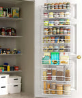 Solid Setup 9 Tier Over The Door Pantry Organizer Built Tough To Store Spices And Jars Straight Up Heavy Duty Metal Hanging Rack with jars and spices
