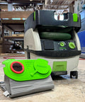Reusable Dust Bag For Festool Midi CT 15 E And CT 25 HEPA Dust Extractors alongside Festool vacuum in workshop.