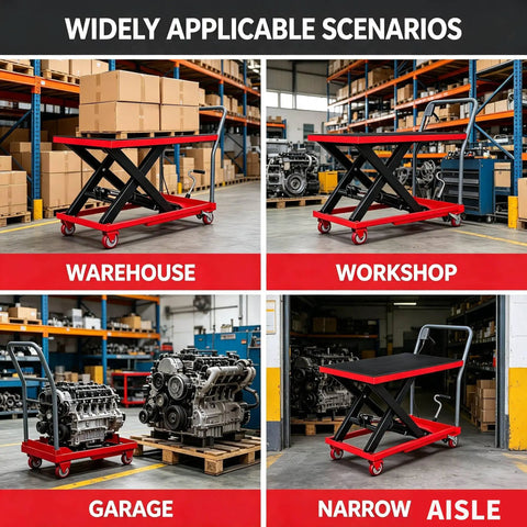 Manual Hydraulic Scissor Lift Table Cart Providing 330 Lb Capacity Plus 28.5 Inch Max Rise Smooth Heavy Duty Workhorse Built Tough To Handle Any Garage Job Without Breaking A Sweat
