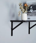 Wall-mounted shelf with 12 Pack Beefy 18 Inch Shelf Brackets for Garage Floating Shelves Black Powder Coated Steel Thick Wall Mounts