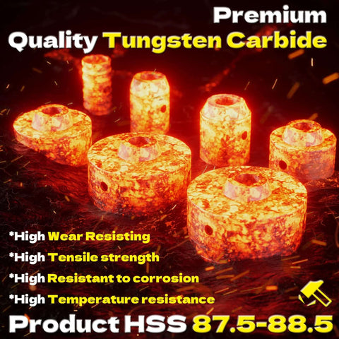 KJE 35-piece concrete hole saw kit with assorted circular hole saws; orange glowing background.
