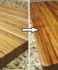 Comparison of cutting board before and after using Butcher Block Oil And Conditioner Cutting Boards Food Grade Rehydrates Wood 12 Oz.