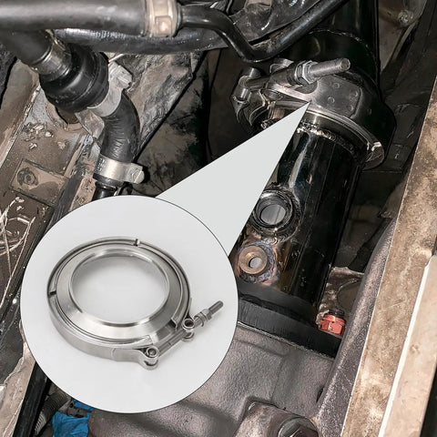 5 To 4 Inch T6 Flange Exhaust Reducer Clamp V Band Kit Stainless Steel Durable Turbo Piping in engine bay