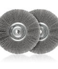 Tough As Nails 8 Inch Wire Wheel For Bench Grinder with heavy duty brushes, showing two carbon steel wire wheels for rust stripping.