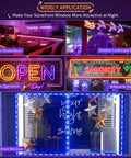 Collage showcasing Storefront RGB LED Strip Lights With Bluetooth App Control And Remote in various decor settings.