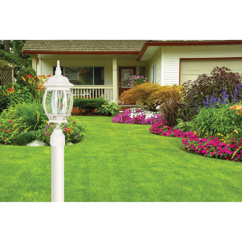 Three Light Outdoor Post Lantern With Clear Beveled Glass Panels In White Finish 21 Inch Tall Traditional Post Mount Lighting