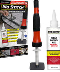No Sew Electric Wand Kit With Premium Adhesive Powder For Clothing Repairs Heat Press Iron and adhesive bottle for mending fabric.