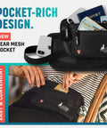 Travel Money Belt Hidden Under Clothes Must Have RFID Blocking Passport Holder, secure pocket design showing items inside.