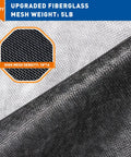 Close-up of heavy-duty fiberglass mesh from Magnetic Garage Door Screen 16x7 Ft, showing upgraded 18x16 mesh density.