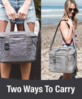 Collapsible Soft Cooler Tote Bag Insulated 6-Can Leakproof Lunch Box with shoulder strap at beach and picnics