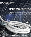 Outdoor 3 Foot Extension Cord 16 Gauge Heavy Duty Electric Cable, ETL Listed, Multipurpose For Tools, String Lights, And Small Appliances, Weather Ready 125V 13A Safe Power Reach, white cable in rain