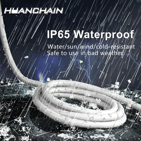 Outdoor 3 Foot Extension Cord 16 Gauge Heavy Duty Electric Cable, ETL Listed, Multipurpose For Tools, String Lights, And Small Appliances, Weather Ready 125V 13A Safe Power Reach, white cable in rain