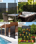 72 Inch Outdoor Privacy Screen With Stand, Metal Fence Panels For Deck, Garden, Pool, Balcony And Patio Privacy setup