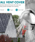 4 Inch Wall Vent Cover With Screen Mesh Made Of Stainless Steel Round Exterior Exhaust Vent For Outdoor Dryer Or Ventilation System 95mm Diameter Rust Resistant Weatherproof Easy Install shown on house with rain.