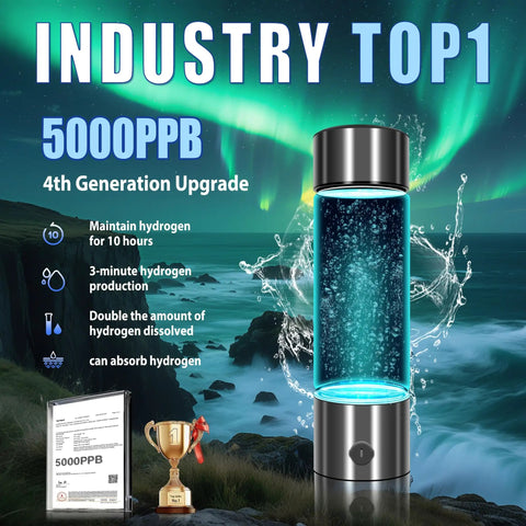 Game-Changing Hydrogen Water Bottle with Up To 5000 PPB Concentration, Odorless Hydrogen Generator with 2026 Upgraded SPE PEM Technology