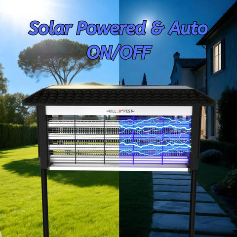 Solar Powered Bug Zapper For Outdoor Use Waterproof Backyard Mosquito And Fly Killer 4500V Grid on lawn