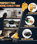 Upgrade Your Sweet Electric Ride With This Heavy Duty Nema 14 50 Adapter For Tesla Gen 2 And 3 Mobile Charger 32 Amp 250 Volt with flat plug design.