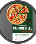 13 Inch Carbon Steel Pizza Pan With Premium Non Stick Coating Heavy Duty Commercial Grade Baking Tray For Oven Even Heat