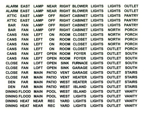 Product image of Clear Light Switch Labels Transparent Identifier System For Home And Office Organization Make It A No Brainer To See What Each Switch Does No More Guesswork With These Handy Label Stickers For Your Smart Home Or Workspace, showing sheets of pre-printed transparent labels.