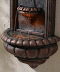 Lion Head Stone Wall Mounted Outdoor Water Fountain With LED Light 32 Inch Antique Bronze Durable Lightweight Resin