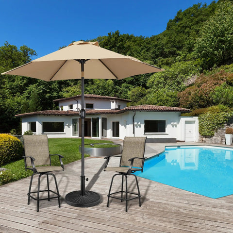 Beefy Heavy Duty Outdoor Umbrella Base For 1.5 To 1.9 Inch Poles 26.5 Lb Resin And Iron Construction Round 18 Inch Stand For Patio Deck Pool And