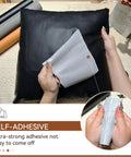 Leather Repair Tape Self Adhesive Patch Kit 16 By 80 Inches For Furniture Couches Car Seats Cabinets And Handbags Black Litchi Grain Quick Fix That Sticks No Heat Needed Waterproof Scratch Resistant Durable And Easy To Use on black cushion