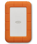Rugged USB C 4TB Portable External Drive With Drop, Shock, Dust And Rain Resistance for Mac and PC, orange case, top view