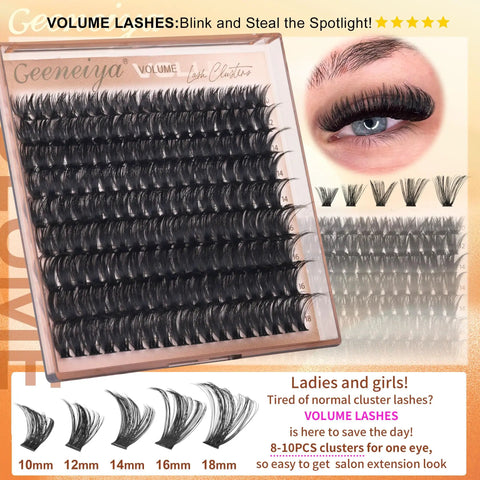 5 Styles Lash Clusters Kit With Volume Mega Full Bottom Spike Extensions Lash Bond And Seal Remover Tweezers