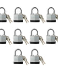 Keyed Alike Laminated Steel Padlocks Pack Of 10 With Short Shackle Hardened Steel Lock Body Brass Cylinders 4 Pin Heavy Duty Security
