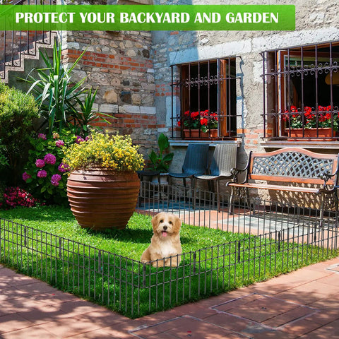 Set Of 25 No Dig Garden Fence Panels, Rustproof Metal Wire, 17 Inches High By 27 Feet Long, Dog And Rabbit Barrier enclosing yard