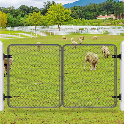 Heavy Duty Chain Link Gate Hinges 4 Pairs 2 And 3 Eighths Inch Outer Diameter Carbon Steel Wall Mount Fence Hardware in farm setting