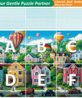 300 Piece Jigsaw Puzzle For Adults Colorful Hot Air Balloon Town Interlocking Pieces No Dust Backside Lettering 20.5x15 Inches