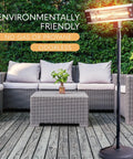 Infrared Patio Heater For Indoor And Outdoor Use, Portable Stand Heater With Remote Control, 1500 W, Weather Resistant, Off Black
