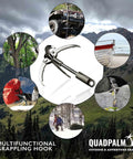 Heavy Duty Survival Grappling Hook With Four Stainless Steel Folding Claws for outdoor activities and adventure use