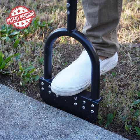 User using Edger Lawn Tool 41 Inch Reach For Precise Border Edging, No Nonsense Tempered Spring Steel Blade on concrete edge