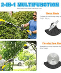 Cordless Electric Weed Wacker With 12V Battery, 65 Inch Adjustable Pole, Lightweight Trimmer Edger, Dual Blade System