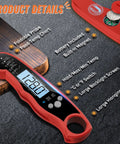 Ultra Fast Instant Read Meat Thermometer For Grill And Cooking with backlight showing details like foldable probe and magnetic stand.