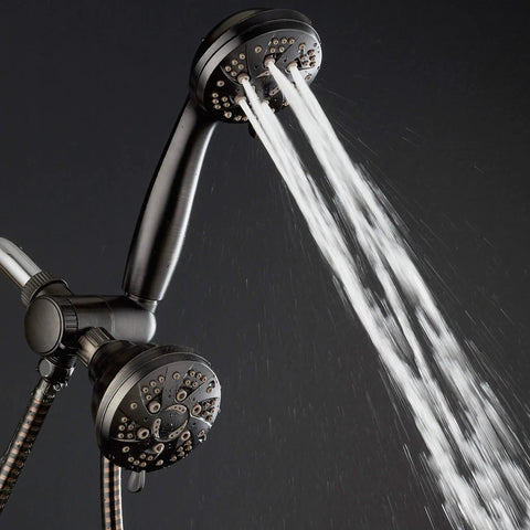 Oil Rubbed Bronze High Pressure Shower Head Combo With 3-Way Rain And Handheld, 48-Setting Modes, Dual Water Streams